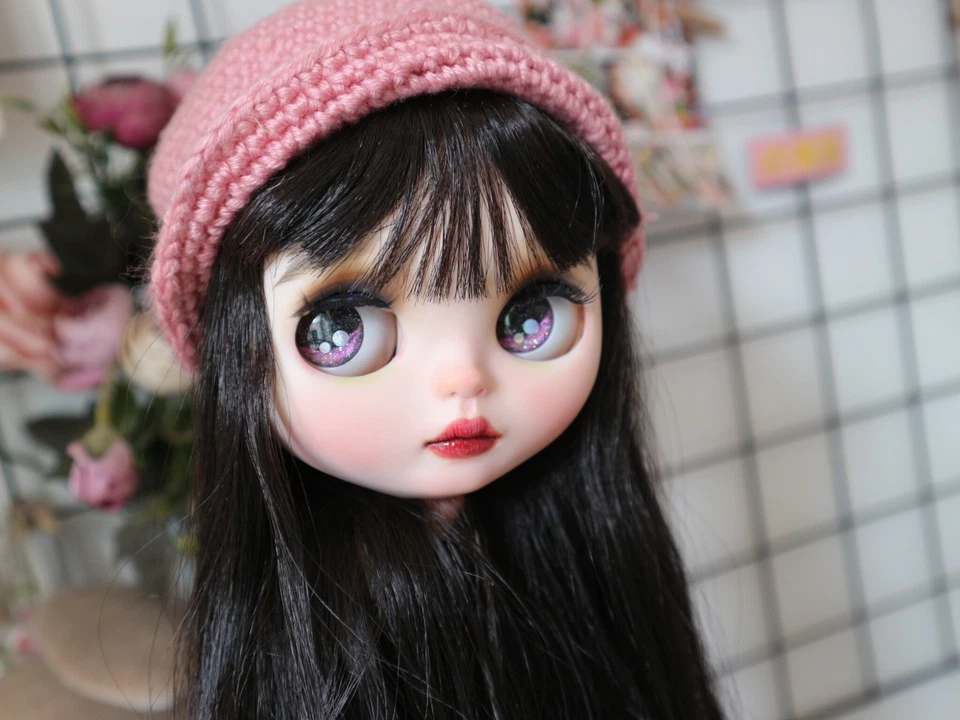 Placa frontal personalizada solo muñeca Blythe RBL hecha a mano ÚNICA EN SU CLASE maquillaje completo facial Foto 4 de 4