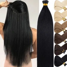 Stick I Tip 100% Real Remy Human Hair Extensions Cold Fusion Pre-Bonded Straight