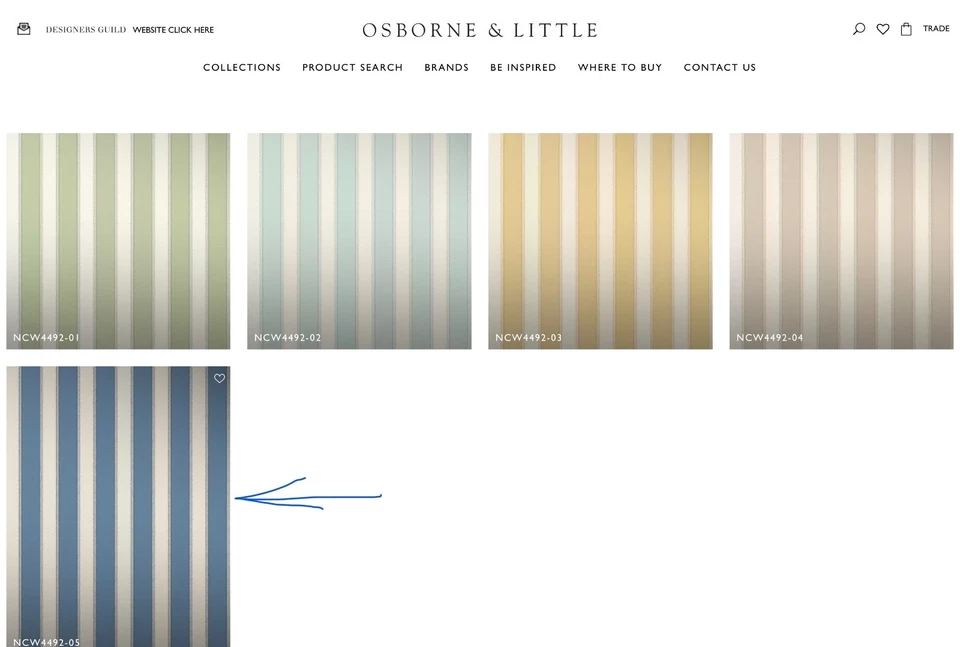 11YD NINA CAMPBELL Osborne & Little Sackville Stripe Blue Wallpaper $225 Retail - Image 4 of 4