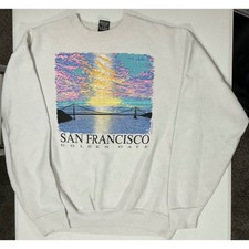 VTG USA Made San Francisco Golden Gate Bridge Graphic Sweatshirt Crewneck White