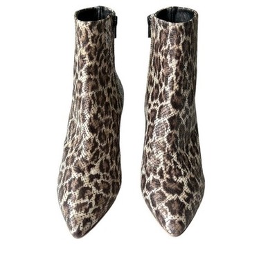 AGL MARETTE SNAKE EMBOSSED LEOPARD PRINT LEATHER ANKLE BOOT SZ 41.5/10.5 IN NERO