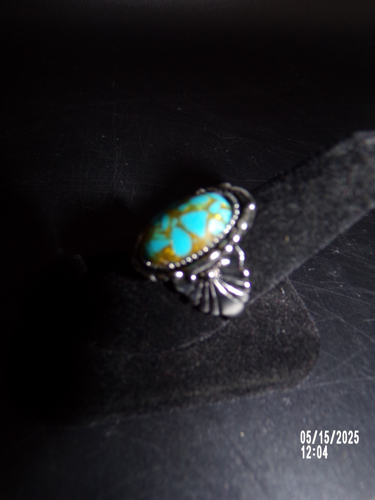 Turqoise and Silver Statement Ring. Beautiful Tan… - image 4