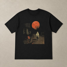 Halloween Ghost Biking Shirt Spooky Gothic Pumpkin Vintage Fall Tee