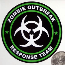 2 - Zombie Outbreak Response Team 3" Green Tool Box Car Bumper Sticker  R102