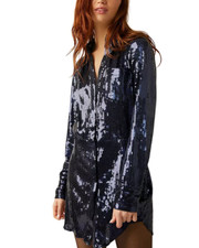$168 Free People Sophie Sequin Mini Dress Size L color: Midnight (dark blue)