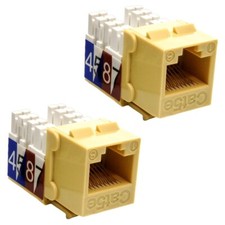 2 Pcs Cat5E RJ45 Ethernet LAN Network Keystone Jack 110 Punch Down Snap-in Ivory