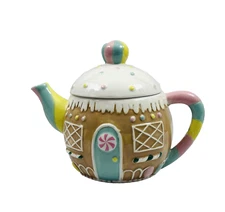 New TRANSPAC Pastel Gingerbread Teapot Sugar Christmas Decor Holiday Decor