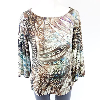 Shirt MONARI colorful women's tunic top size 38 M long sleeve pattern NP 69 New