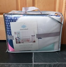 NEW Cloud Island Blue Blossom Swan Baby Bedding 3 Piece Nursery Crib Set