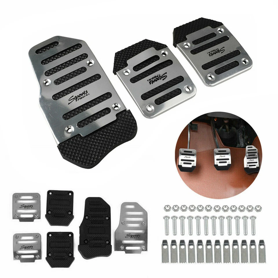 3X Universal Plata Antideslizante Accesorios Coche Pedal Almohadilla Cubierta Coche Interior Decoración Foto 4 de 4