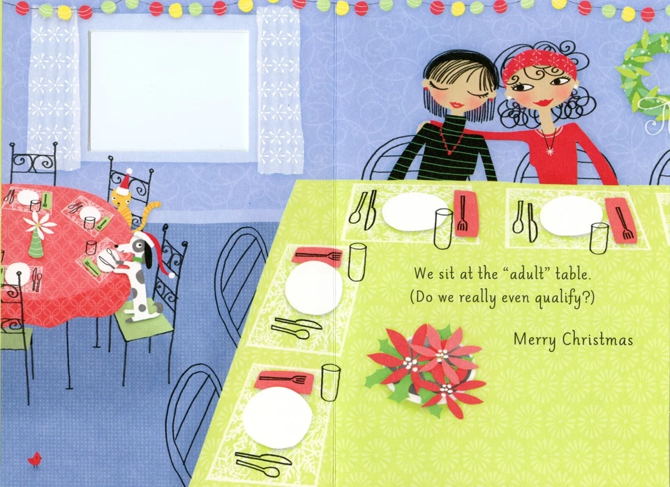 Funny CHRISTMAS Card FOR SISTER, Girls Adult Table Friends Joke by Hallmark +✉ - Image 2 of 4