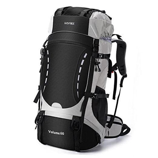 50L Hiking Backpack Travel Bag Waterproof Camping Backpack with Rain Black-60l