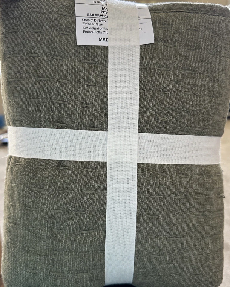 Pottery Barn PickStitch Estándar 1-Sham 26" x 20" Aloe Verde Salvia No Tóxico Nuevo con Etiquetas Foto 2 de 4