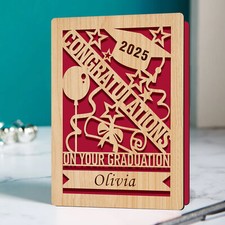 Personalised Wooden Graduation Card Any Name Congratulations Gift for Her Him
