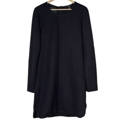 Maison Scotch Scotch & Soda Textured Knit Houndstooth Black Shift Dress Size L