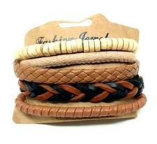 Men's or Women's Stylish Bracelets Wood Beads ,Braided Leather, Rope 5 Types