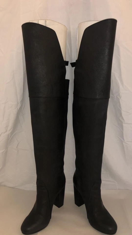 36.5/6.5❤️3.1 Phillip Lim Black Real LEATHER OVER THE KNEE HIGH HEEL BOOTS ITALY - Image 4 of 4