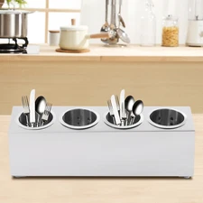 Flatware Organizers Stainless Steel Cylinder Flatware Utensil Holder Silver