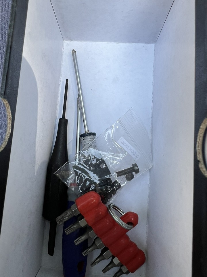 Set of small hand tools including a small crescent wrench ratchet Allen