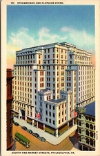 Vtg Philadelphia PA Strawbridge & Clothier Store 1930s Old Linen View Postcard