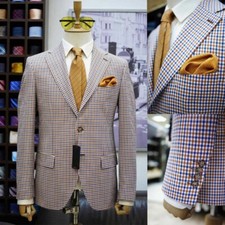Men Plaid Suits Pants 2 Pieces Wedding Business Formal Groom Notch Lapel Tuxedos