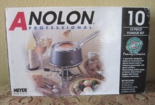 SET FONDUTA VINTAGE MEYER DELUXE ANOLON PROFESSIONAL 10 PZ NUOVO CON SCATOLA! SPEDIZIONE GRATUITA!