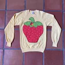 Vintage Jerzees Women  s S Yellow Raglan Sweatshirt Strawberry Lady Bug USA Made
