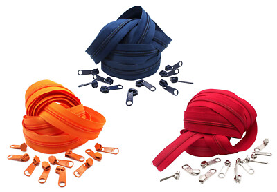 Continuous Chain Zipper by The Yard YKK #5 Nylon Coil Colorful with Long Pull 