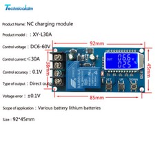 30A Li-ion Battery Charge NC Control Module Protection Board 6-60V LCD Display-