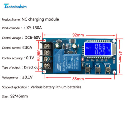 30A Li-ion Battery Charge NC Control Module Protection Board 6-60V LCD Display