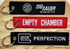 Pistol Empty Chamber Safety Flag Shooting Range Embroidered Keychain Firearms