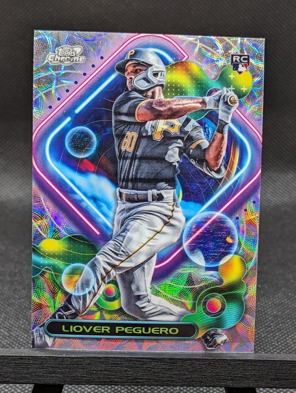 LIOVER PEGUERO TOPPS CHROME COSMIC ROOKIE NUCLEUS REFRACTOR RC PIRATES #166 2023