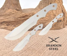 3 pc Set Rough Ryder Bowie Blank Custom Knife Making Skinning Hunting Blade 1717