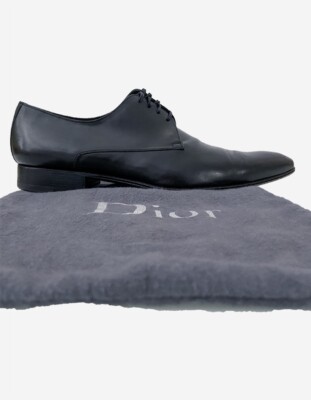 DIOR MEN DERBY SHOE IN BLACK PATINA CALFSKIN US 9.5 EU 43.5