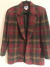 Vtg Pendleton Originals Red Plaid Blazer 100 Virgin Wool Women s S Made In US