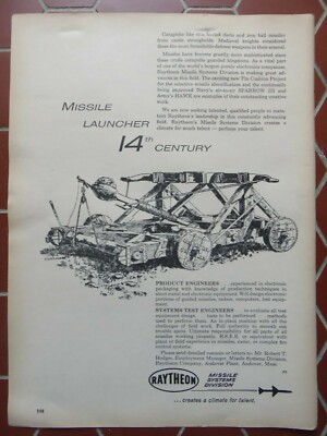 4/1960 PUB RAYTHEON MISSILE SYSTEMS SPARROW HAWK KATAPULT KATAPULT ORIGINAL ANZEIGE