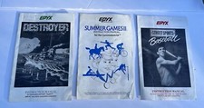 Epyx Commodore 64 Manual Lot Of 3 Street Sport Baseball Summer Games 2 Destroyer
