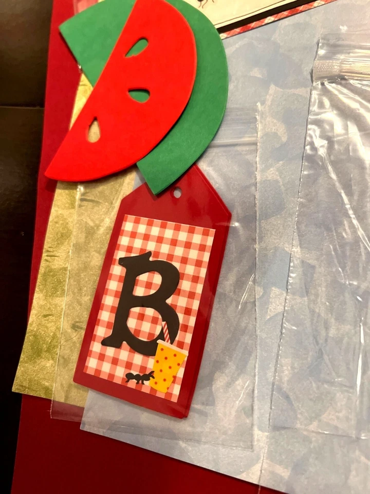 Handmade Picnic-Themed Scrapbooking Kit With Decorative Elements & Embellishment - Image 4 of 4