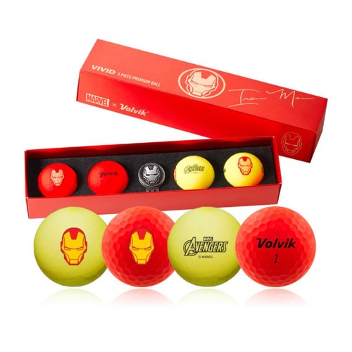 New Volvik Vivid Marvel Iron Man Long 4 Golf Balls + Marker Limited Edition eBay