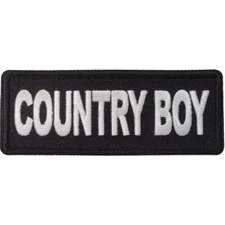 Country Boy  Embroidered Sew On Iron On  Funny  Patch 4" x 1. 1/2"