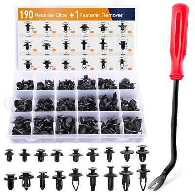 190 Pcs Car Retainer Clips & Fastener Remover 18 Most Popular Sizes & Applicatio