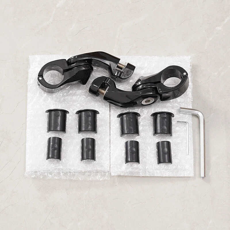 Black 1-1/4" Short Angled Adjustable Highway Foot Pegs Peg Mount Fit For Harley - Imagem 4 de 4