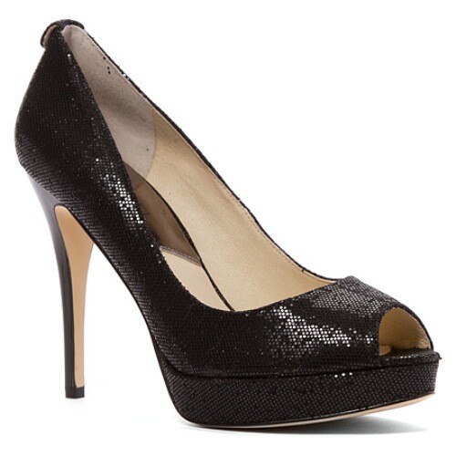 Michael KORS YORK BLACK SILVER GOLD GLITTER OPEN TOE PLATFORM PUMPS I LOVE SHOES - Picture 15 of 15
