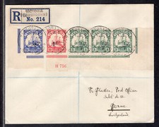 Kamerun Besetz. Mi 2/4 dabei Mi 3 mit Teil-HAN Brief Einschreiben Victoria 1919