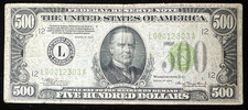 1934-L $500 Bill Federal Reserve Note FRN San Francisco #L00012303A