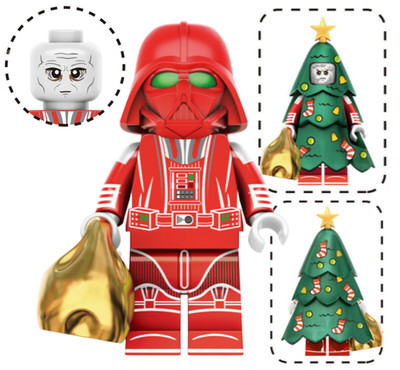 Santa Darth Vader Custom Christmas minifigure, red helmet w/ tree - lego xmas