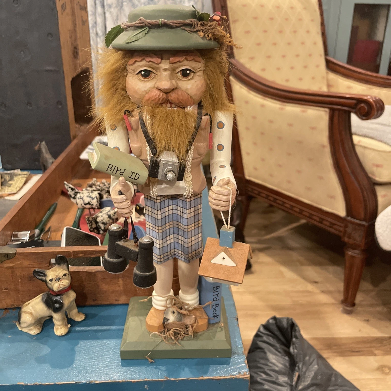 1 Bird Watcher Nut Cracker,! Wood.
