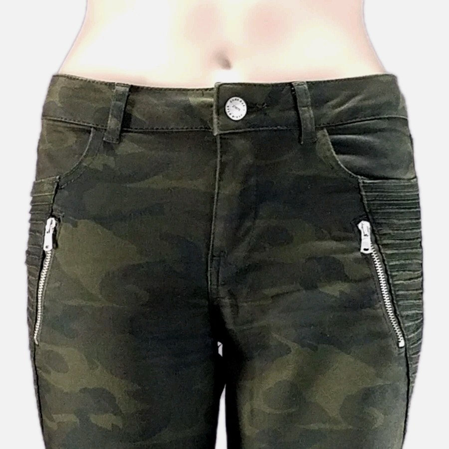 Zara Basic Z1975 Jeans Skinny Crop Ankle Moto Stretch Camo Size 4