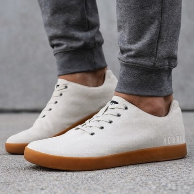 NOBULL Canvas Trainers Gum Sole Cream White Sneakers Mens 15