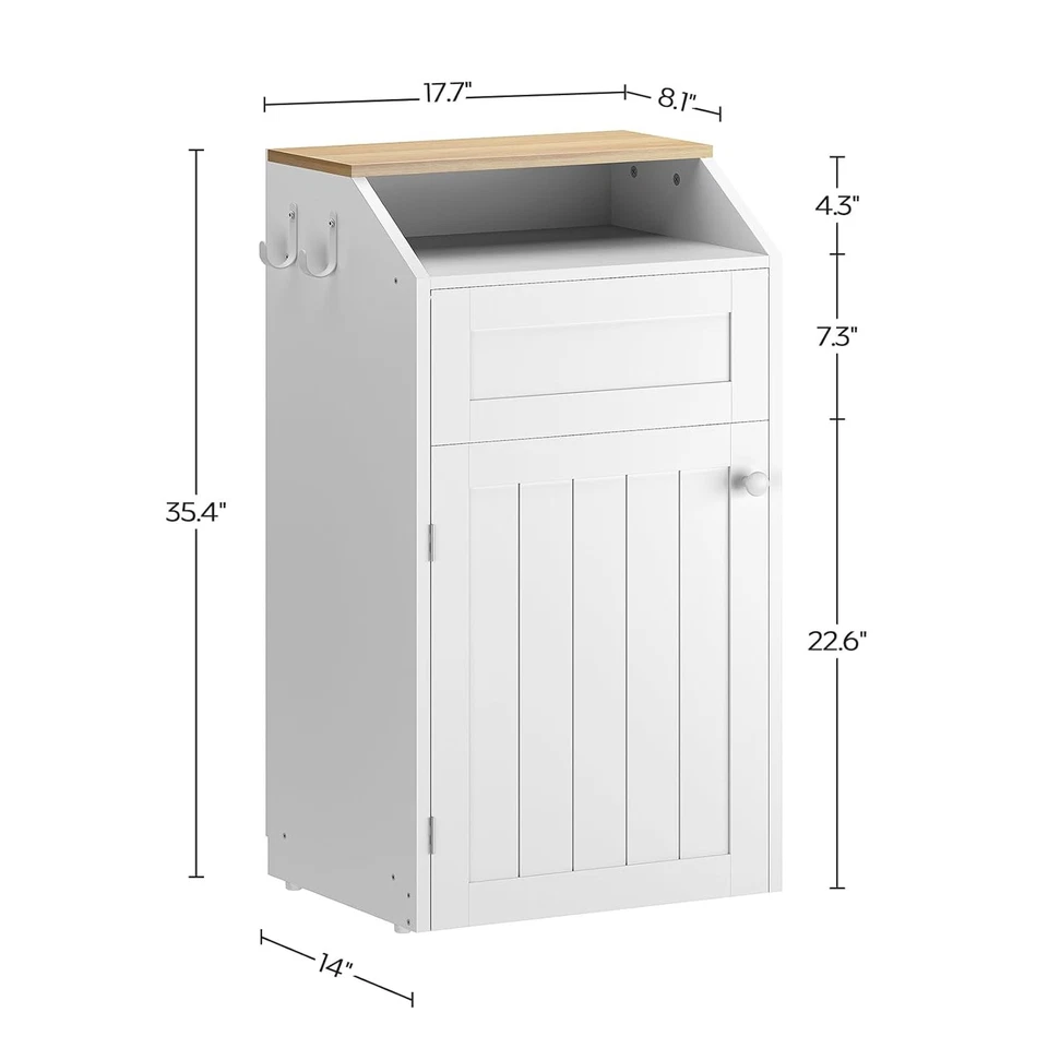 Gabinete de basura, gabinete independiente para botes de basura, reciclaje de madera con puerta abatible Foto 2 de 4